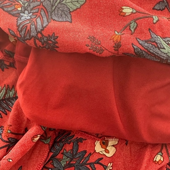 Femme Fatale  Italy red floral ruffle dress midi SZ M - Picture 9 of 10